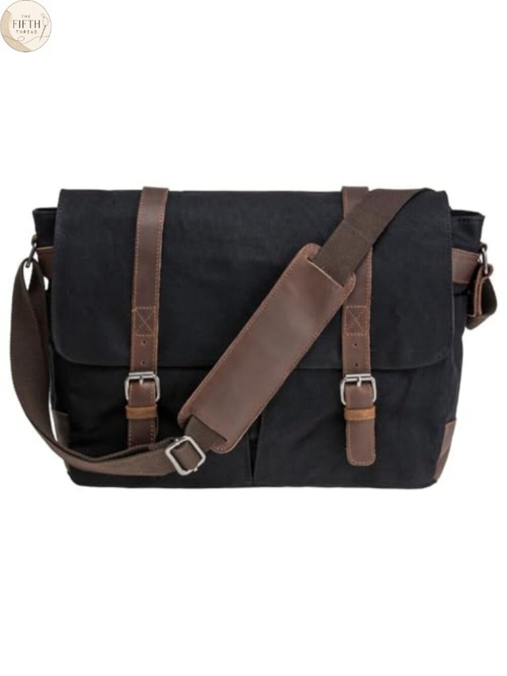 Vintage Genuine Leather Waxed Canvas Briefcase Large Satchel Shoulder 15.6"